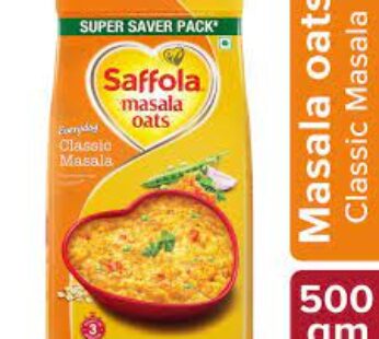 Saffola Masala Oats – Classic Masala, Fibre Rich, Healthy Snack, 500 g