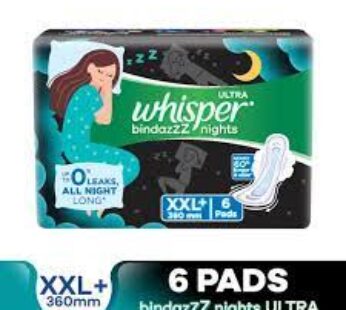 Whisper Ultra Nights Sanitary Pad With Wings – XXL Plus, 6 pcs