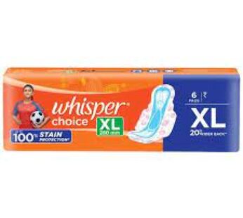 Whisper Choice Sanitary Napkins – Ultra with Wings, Xl, 6 pcs