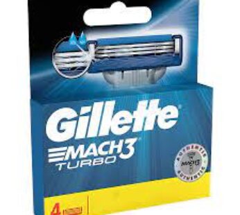 Gillette Mach3 Turbo – Manual Shaving Razor Blades Cartridge, 4 pcs