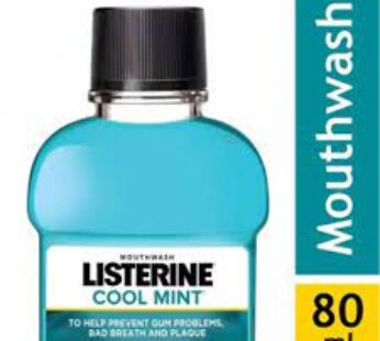 Listerine Mouthwash Liquid – Cool Mint, Removes Germs, 80 ml