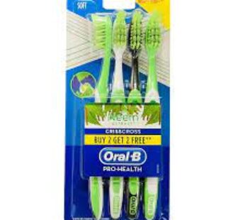 Oral-B Pro Health Criss Cross – With Neem Extract, Soft, Removes Germs, 2 pcs (Buy 2 Get 2 Free)