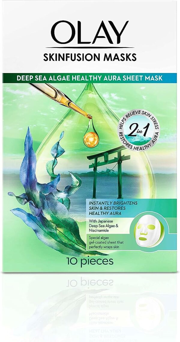 Olay Deep Sea Algae Healthy Aura Sheet Mask, 1ct(packaging may vary)