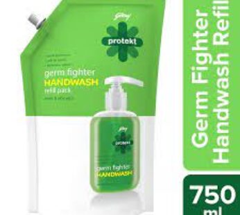 Godrej Protekt Liquid Handwash Refill – Germ Fighter Neem & Aloe Vera, Keeps Skin Hydrated, 750 ml