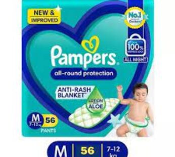 Pampers All Round Protection Anti-Rash Blanket Lotion With Aloe M, 7-12Kg 56 Pants