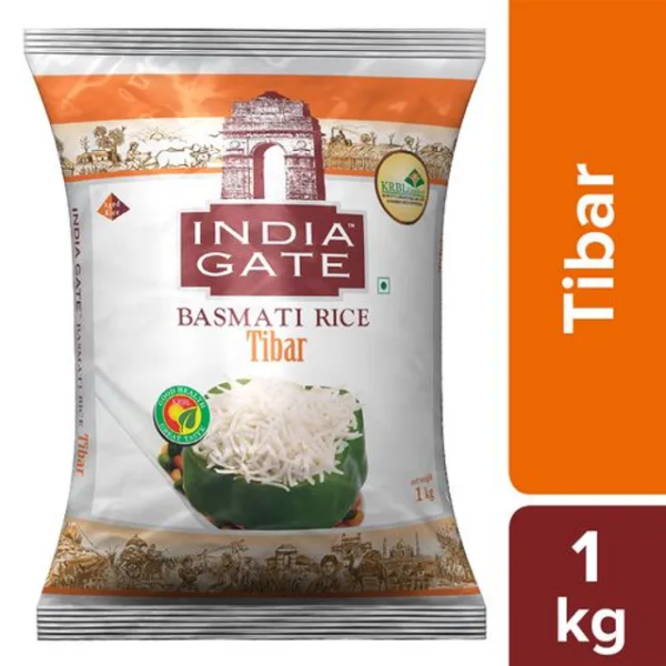 India Gate Basmati Rice- Tibar, 1 kg Pouch