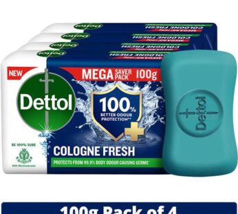 Dettol Cologne Fresh Bathing Soap, 100 g (Pack of 4)