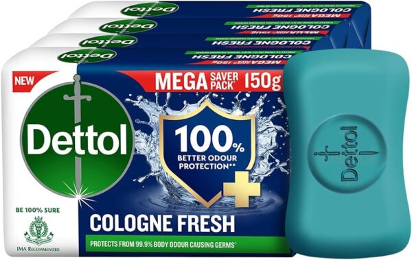 Dettol Cologne Fresh Bathing Soap, 150 g (Pack of 4) - Image 2