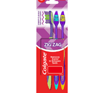 Colgate ZigZag Medium Bristle Deep Clean Toothbrush 3 pcs